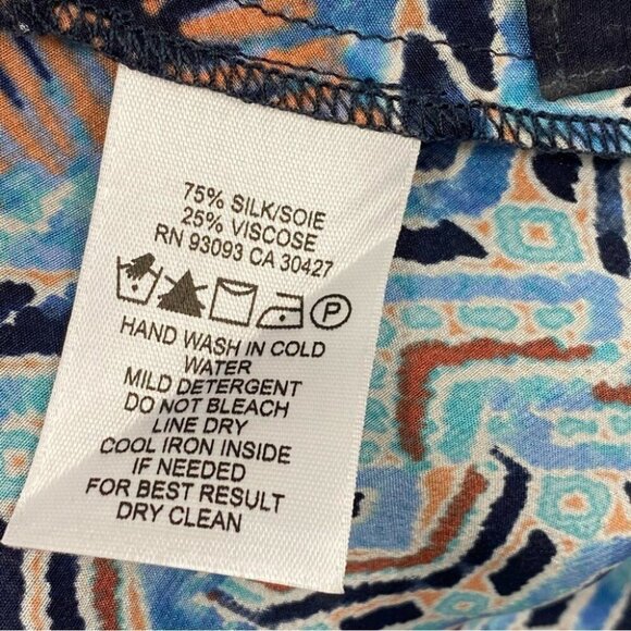 ZOZO Women's NWT‎ Blue Bohemian Aztec Silk Asymmetrical Maxi Dress L/C46/L51 - Picture 9 of 10